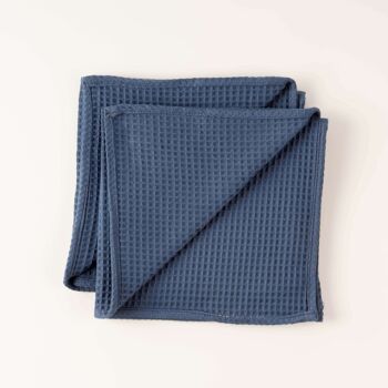 Lot de 2 serviettes Gaufre Bleu Majolique 45x45 cm 1