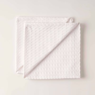 Lot de 2 serviettes Gaufre Blanche 45x45 cm