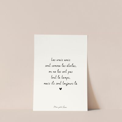 A6 quote card True friends are like the stars