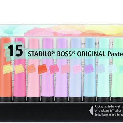 Surligneurs - Set de bureau x 15 STABILO BOSS ORIGINAL Pastel