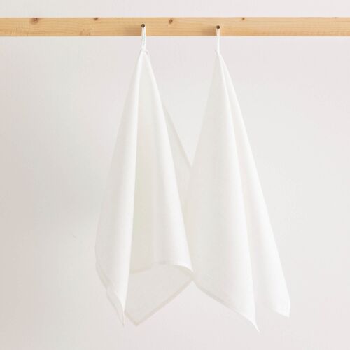 Paños de cocina lino 100% algodón Blanco 45x70 cm (2ud)