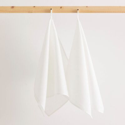 Linen kitchen towels 100% cotton White 45x70 cm (2 units)