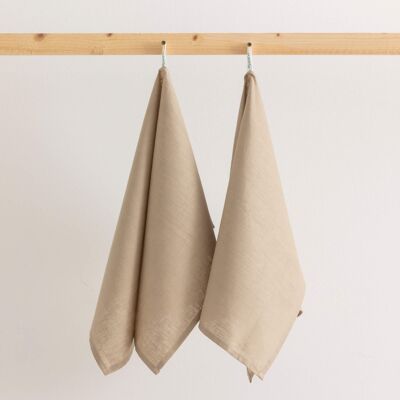 Linen kitchen towels 100% cotton Taupe 45x70 cm (2 units)