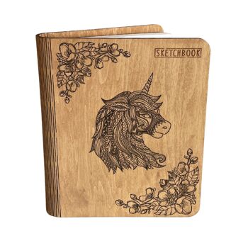 Sketchbook en bois, 1Taille "Sketchbook", différents motifs de couverture, Creatifwood 1