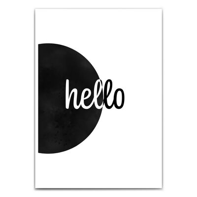 Hello poster in black and white - wall decoration