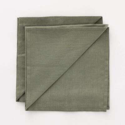100% Army Green Linen Napkins 50x50 cm
