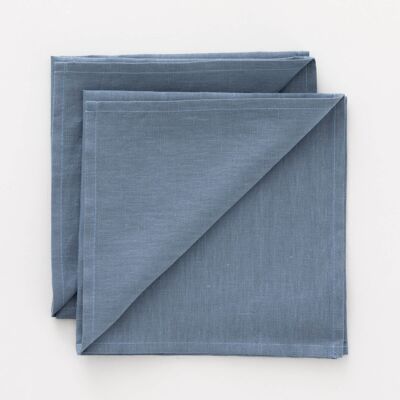 Serviettes 100% Lin Bleu Denim 50x50 cm
