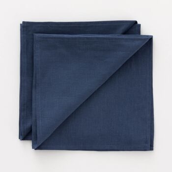 Serviettes 100% Lin Bleu Nuit 50x50 cm 3