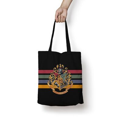 Borsa tote 100% cotone Hogwarts Nera 36x42 cm