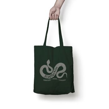 Tote bag 100% coton Valeurs Serpentard Noir 36x42 cm 1