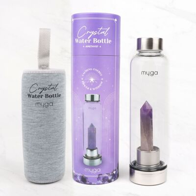 Amethyst Crystal Glass Water Bottle