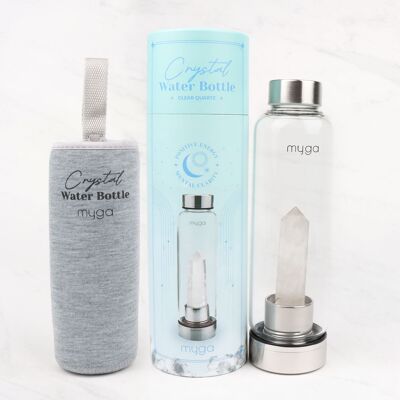 Clear Quartz Crystal Glass Water Bottle