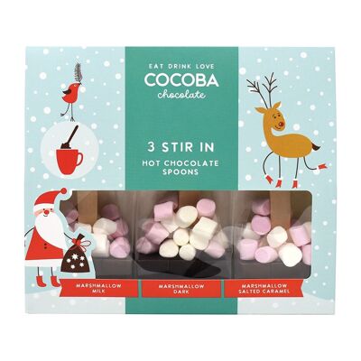 Set regalo di 3 cucchiai per marshmallow al cioccolato caldo