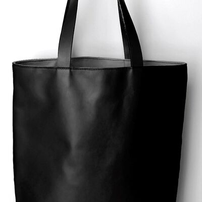 XL-Umhängetasche aus Rindsleder. Extra große Shopper-Tasche TRIBECA BLACK (schwarz). Bürotasche für Damen und Herren.