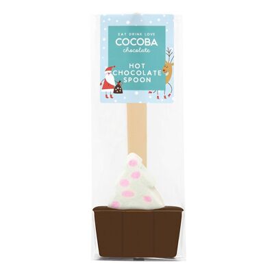 Cucchiaio di cioccolata calda con marshmallow dell'albero di Natale