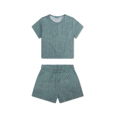 SE Beach Playsuit Set Niño Estampado Leopardo Verde