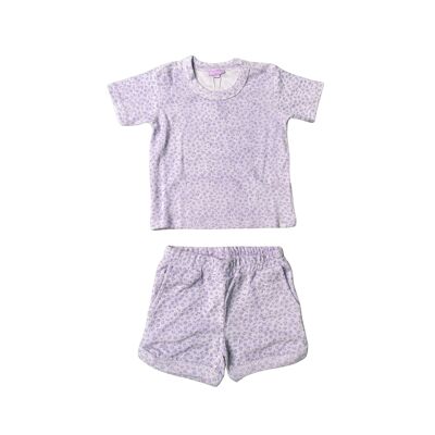 SE Beach Jumpsuit Set Girls Lilac Panther Print Terry