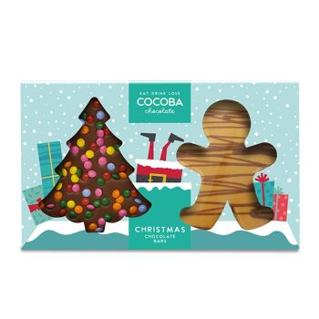 Barres de chocolat en forme d'arbre de Noël et de bonhomme en pain d'épices 1