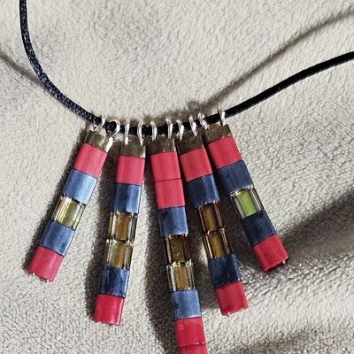 Collier Etila Rouge, bleu ardoise