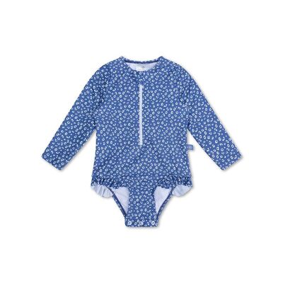 SE UV Long Sleeve Swimsuit Blue Leopard Print