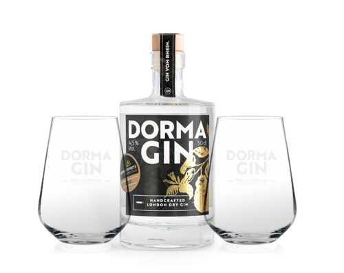 DormaGIN Geschenk Set - 1 x DormaGIN Dry Gin 50cl + 2 x Ritzenhoff Glas Set