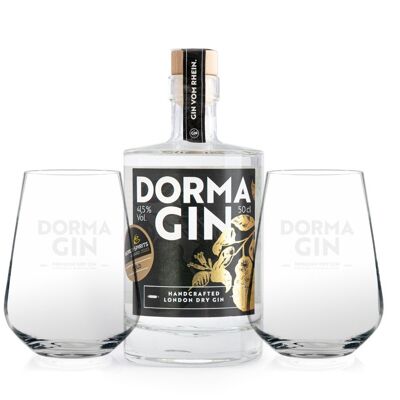 Estuche de regalo DormaGIN - 1 x DormaGIN Dry Gin 50cl + 2 x Juego de vasos Ritzenhoff