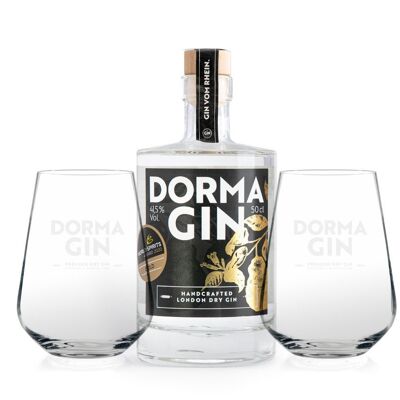 Estuche de regalo DormaGIN - 1 x DormaGIN Dry Gin 50cl + 2 x Juego de vasos Ritzenhoff