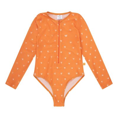 SE UV Costume da bagno bambina manica lunga Arancione Cuori