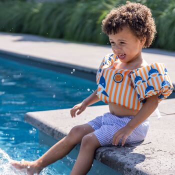 SE UV Short de Bain Garçon/Homme Bleu Blanc rayé 5