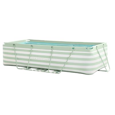 SE Piscina con cornice 400x200x100 cm Verde rigata bianca