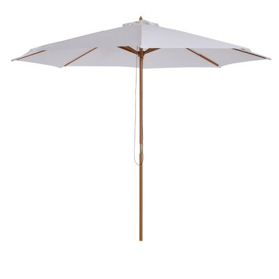 Morres Wonen parasol hout 300 cm houten parasol tuinparasol balkonparasol bamboe crème wit