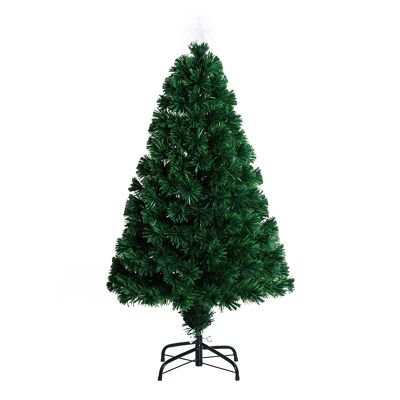 Morres Wonen Kerstboom Kunstkerstboom Lichtvezel LED-boom met metalen standaard Glasvezel Kleurwisselaar Groen 120cm