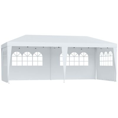 Morres Wonen 3x6m tuinpaviljoen vouwpaviljoen vouwtent partytent tuintent incl. 4 zijdelen wit