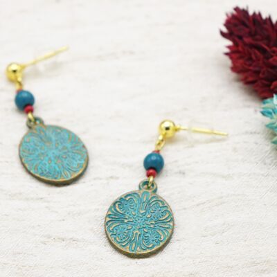 Boucles d'oreilles Boho pendantes turquoise