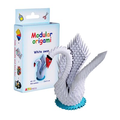 Kit per Assemblaggio Origami Modulare Cigno Bianco