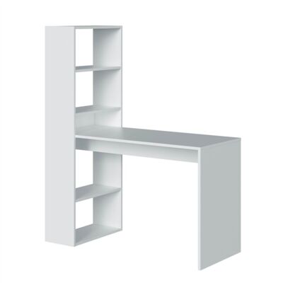 Reversible desk with white storage shelf - L120 cm