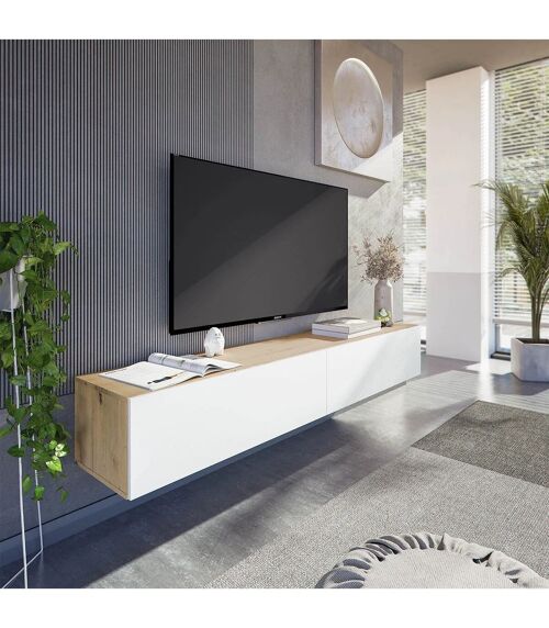 Meuble suspendu 2 abattants et 2 niches de rangement L180 cm - Kaway