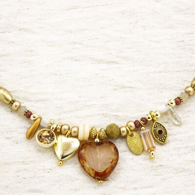 Boho Beaded Heart Necklace