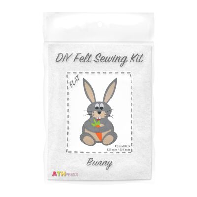 Kit de costura de fieltro para bricolaje Gray Bunny Flat