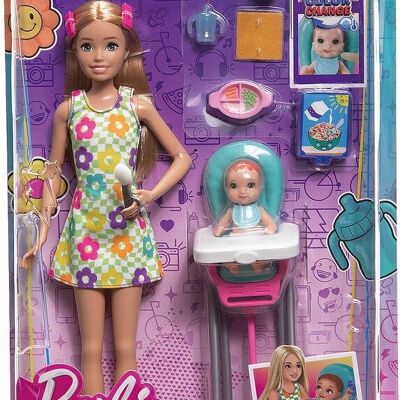 Barbie niñera y juego de comida para bebés