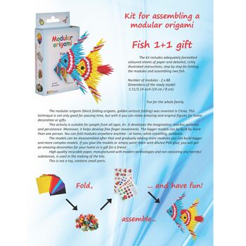 Kit d'Assemblage Modulaire Origami Poisson 1 + 1 5