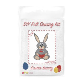 Kit de couture en feutre bricolage lapin de Pâques plat 1