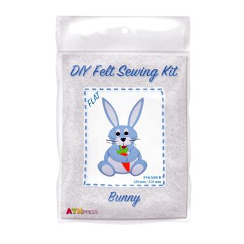 Kit de couture en feutre DIY Blue Bunny Flat 1