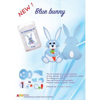 Kit de couture en feutre DIY Blue Bunny Flat 5