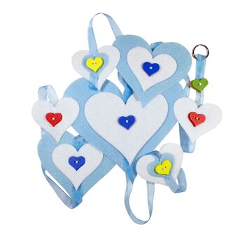 Kit de couture en feutre bricolage décoration à suspendre coeurs bleus - plat 3