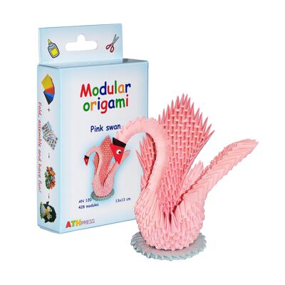 Bausatz zum Zusammenbau von modularem Origami Pink Swan