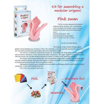 Kit d'Assemblage Modulaire Origami Pink Swan 5