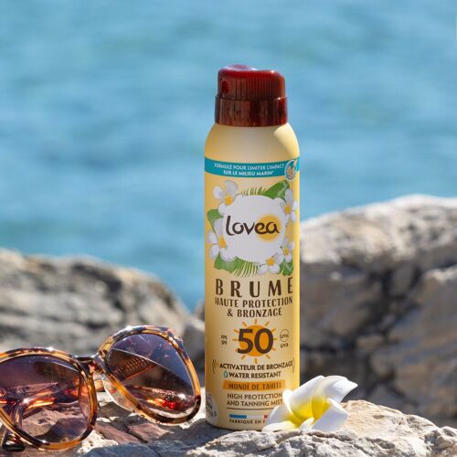 Brume Solaire FPS 50 - Haute Protection Solaire & Bronzage - Visage & Corps - Monoï De Tahiti - Protection UVA/UVB - Résistant À L'Eau - Vegan - 150 ml