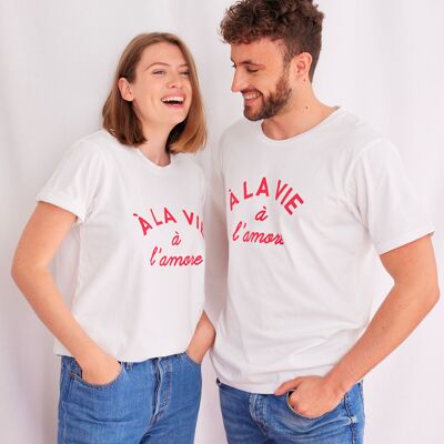 Amore-T-Shirt aus Baumwolle mit Siebdruck