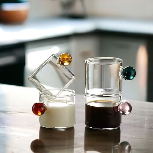 110ml Espresso Glass Cups | Ball Handle Coffee Cup